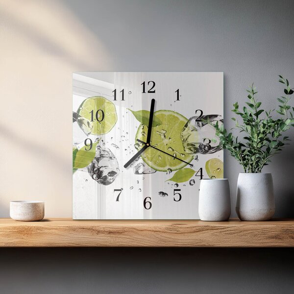 Skleněné hodiny na stěnu Uhličitan vápenatý zskc-30x30-00183391