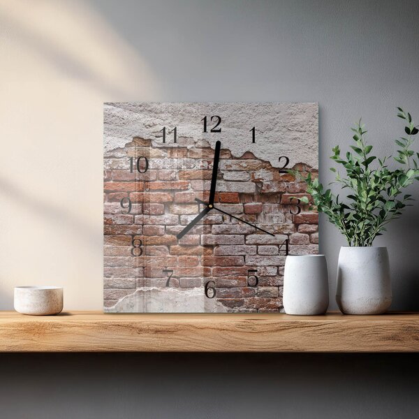 Skleněné hodiny na stěnu Cihlový zskc-30x30-00178410