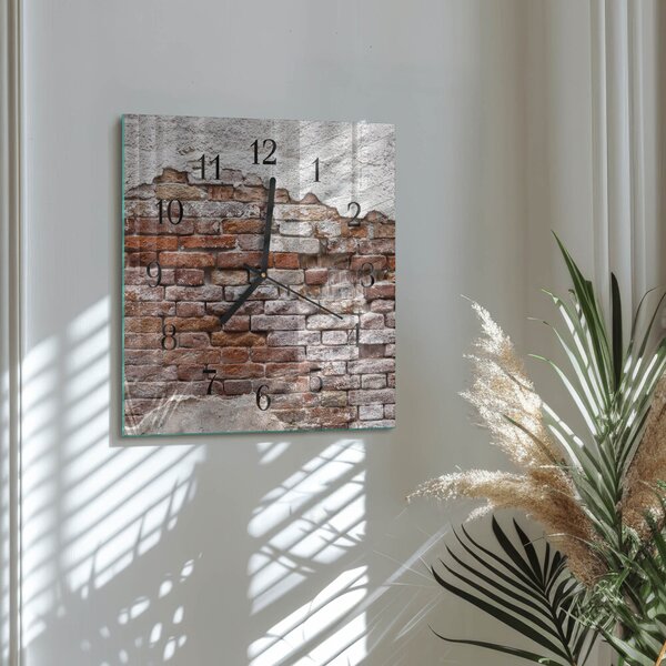 Skleněné hodiny na stěnu Cihlový zskc-30x30-00178410