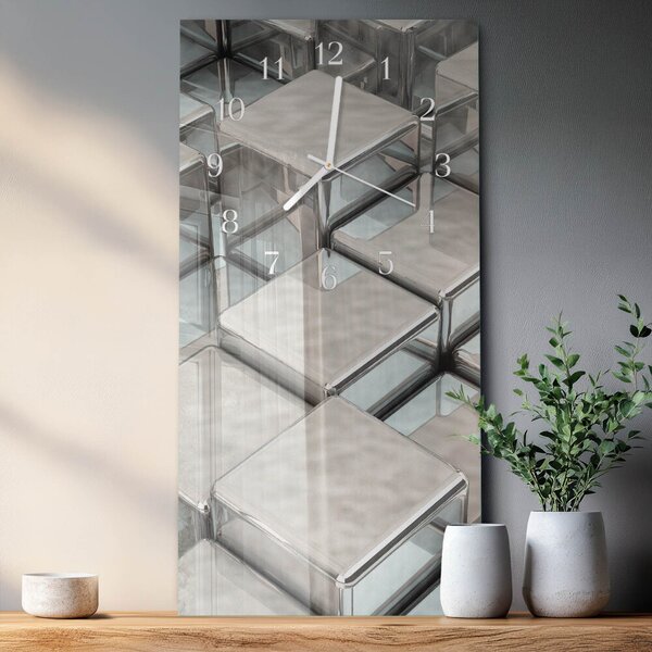 Skleněné hodiny vertikální Kostky zsppb-30x60-00083718