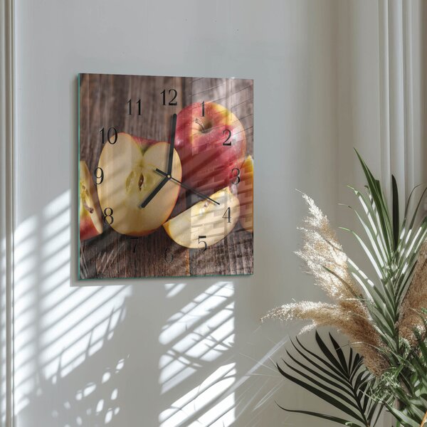 Skleněné hodiny na stěnu Jablko zskc-30x30-00181164