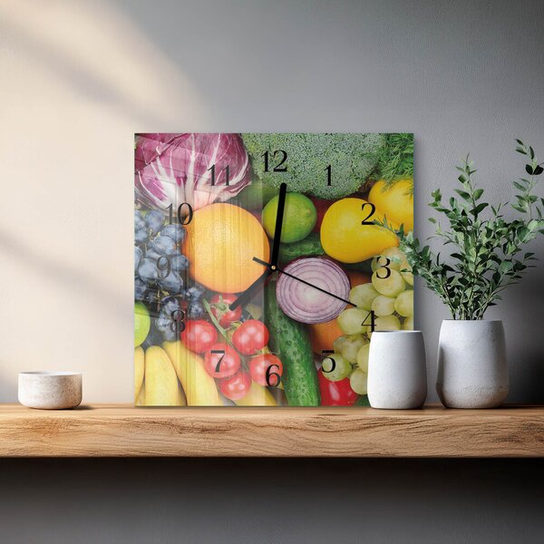 Skleněné hodiny na stěnu Ovoce a zelenina zskc-30x30-00178875
