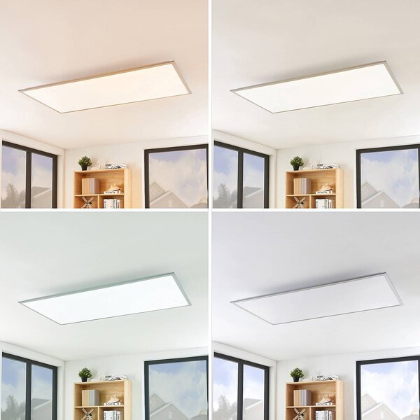 Lindby LED panel Stenley, 120 cm x 60 cm, stmívatelný, stmívatelný, Bílá / opál, Kuchyň, Plast, Moderní