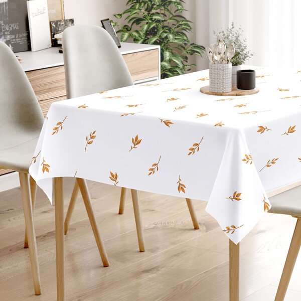 Goldea hranatý ubrus 100% bavlněné plátno - hnědé podzimní lístky 120 x 180 cm
