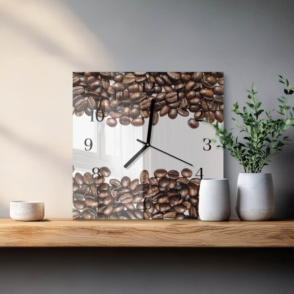 Skleněné hodiny na stěnu Kávová zrna zskc-30x30-00183545