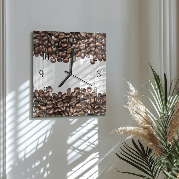 Skleněné hodiny na stěnu Kávová zrna zskc-30x30-00183545