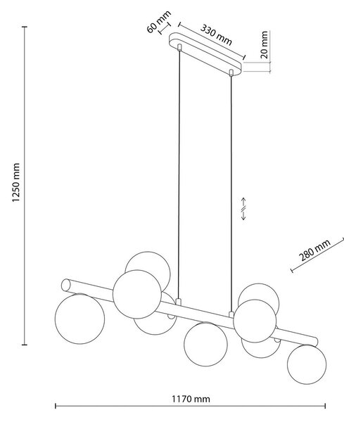 TK Lighting Závěsné svítidlo Estera, opálové sklo, dřevo, devět světelných zdrojů, stmívatelný, Světlé dřevo, Obývací pokoj / jídelna, Sklo, Koule