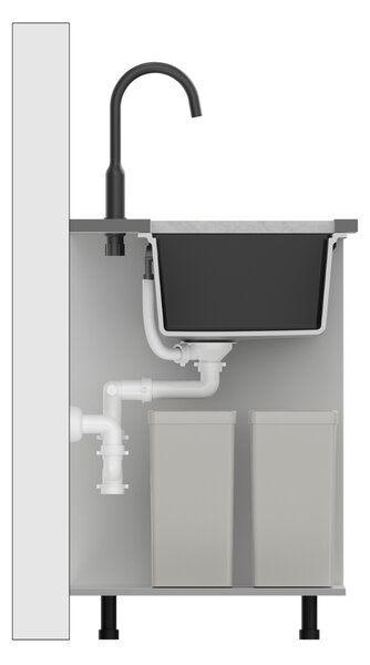 QUADRON Šedý kuchyňský granitový dřez Logan 110, jednokomorový k instalaci pod kuchyňskou desku
