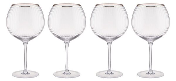 GOLDEN TWENTIES Sada sklenic na gin se zlatým okrajem 650 ml 4 ks