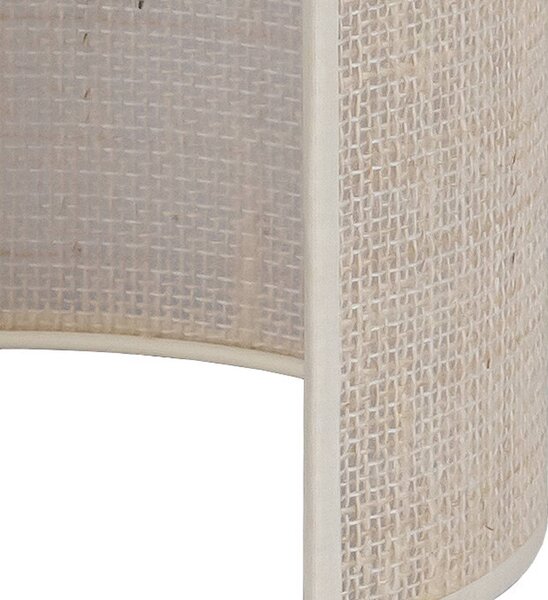 Euluna nástěnné světlo juta, bílá/ecru, polokruhové, výška 24 cm, stmívatelný, Bílá / opál, Obývací pokoj / jídelna, Textil / tkanina / hedvábí