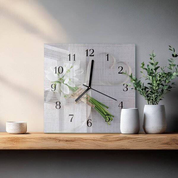 Skleněné hodiny na stěnu Kytice květin zskc-30x30-00178844