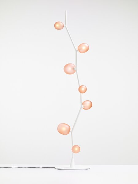 Brokis Designová stojací lampa Ivy table PC1132, 7xG4 Povrch Montury: kov - bílý matovaný komaxit se strukturou, Barva skla: Šedá kouřová - transparentní sklo