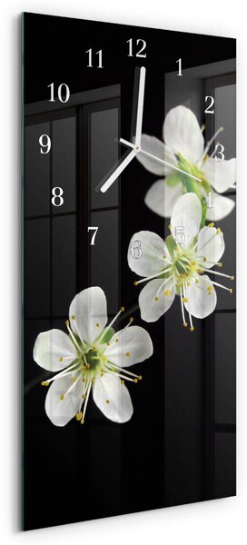 Skleněné hodiny vertikální Květiny zsppb-30x60-00082644