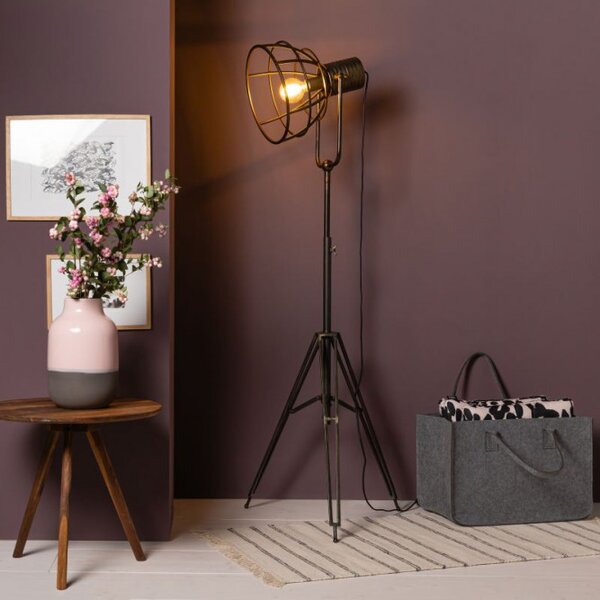 Brilliant 93080/46 Stojací lampa REECE trojnožka ČERNÁ OCEL