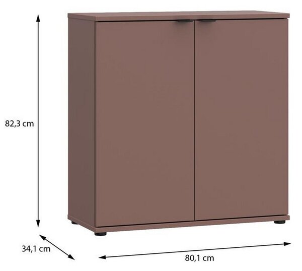 Komoda Ganymede, barva terakota, š: 80cm