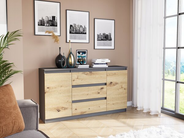 Komoda Framire 140 x 40 x 76 cm antracit matná