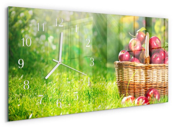 Skleněné hodiny horizontální Košík jablek zsppb-60x30-00295238