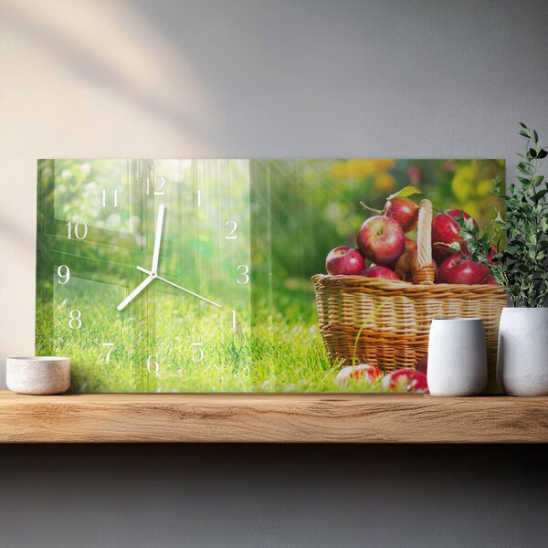 Skleněné hodiny horizontální Košík jablek zsppb-60x30-00295238