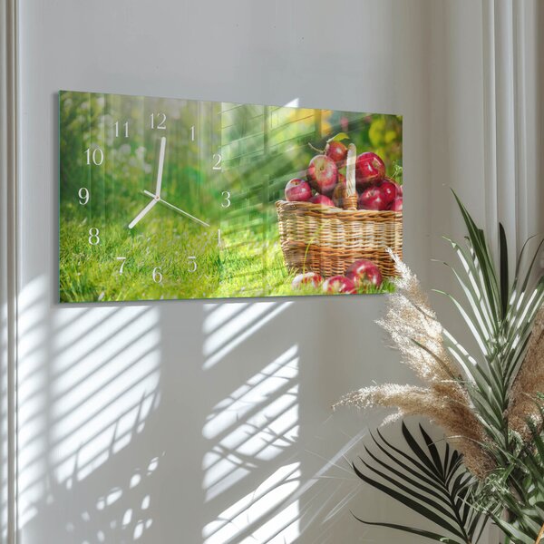 Skleněné hodiny horizontální Košík jablek zsppb-60x30-00295238