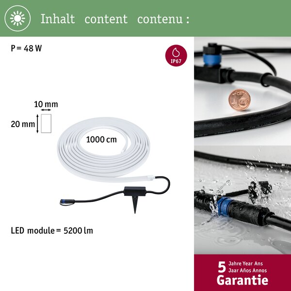 Paulmann 94562 Plug&Shine Neon LED pásek RGBW 39W, 10m IP67, ZigBee, 24V