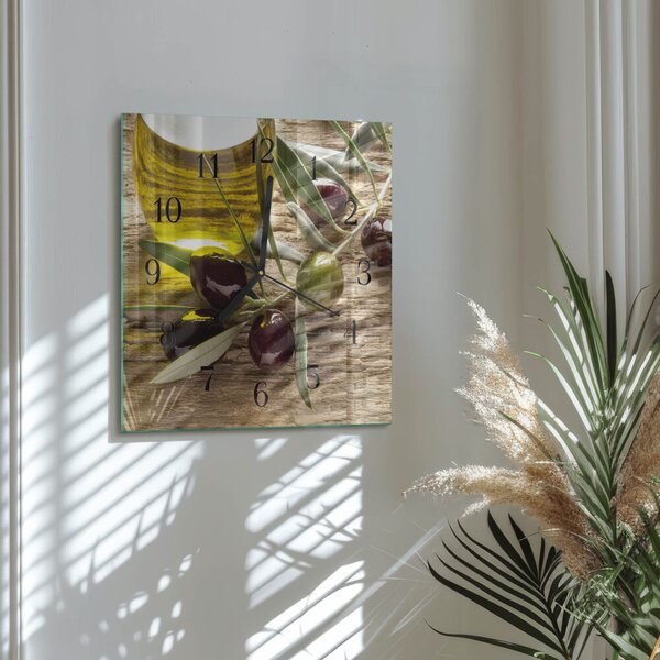 Skleněné hodiny na stěnu Olivový olej zskc-30x30-00182832
