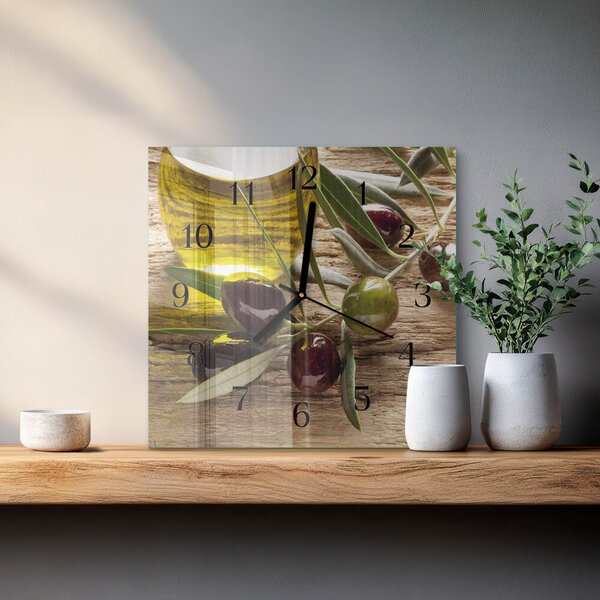 Skleněné hodiny na stěnu Olivový olej zskc-30x30-00182832