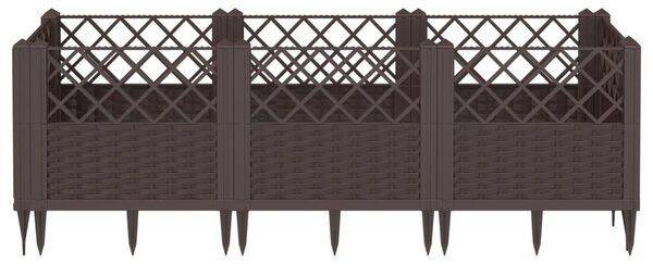 Zahradní truhlík s kolíky hnědý 123,5 x 43,5 x 43,5 cm PP