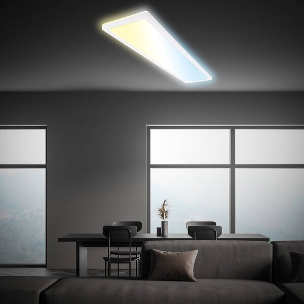 Briloner LED panel Tava bílý, 98 x 20 cm, podsvícení, plastový, stmívatelný, Bílá / opál, Pracovna / kancelář, Plast