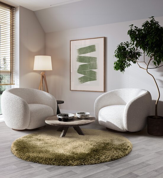 Tribeca Design Kusový kruhový koberec Cookie Sage Green Rozměry: 150x150 cm