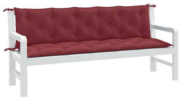 Podušky na zahradní lavici 2 ks vínová melanž 180x50x7cm textil
