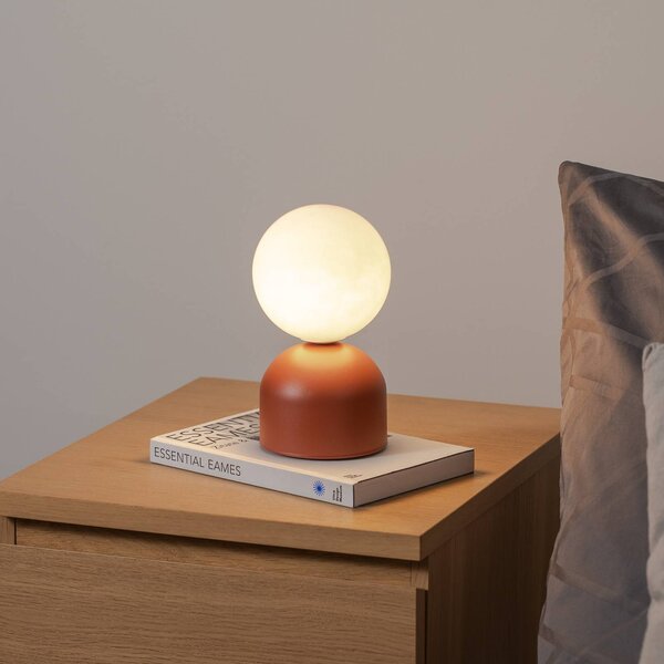TK Lighting Stolní lampa Miki, terakota, výška 21 cm, kov/sklo, G9, Terakota, Ložnice, kov, Moderní