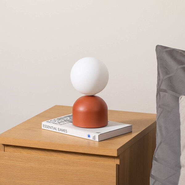TK Lighting Stolní lampa Miki, terakota, výška 21 cm, kov/sklo, G9, Terakota, Ložnice, kov, Moderní