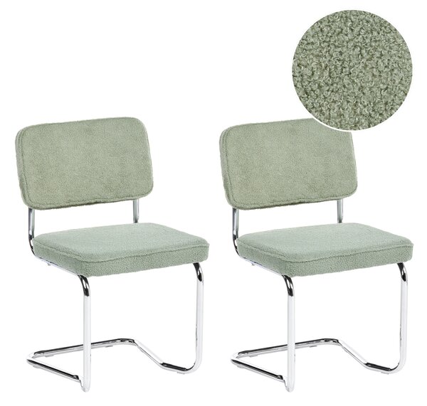 Sada 2 jídelních židlí IRWIN Buklé Světle zelená