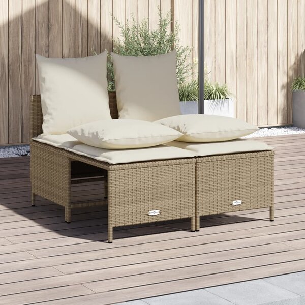 4dílná zahradní sedací souprava s poduškami béžová polyratan