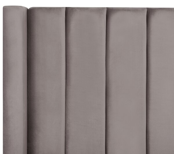 Postel s úložnou lavicí Umělý samet NOYERS 140 x 200 cm Šedá