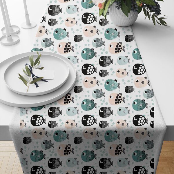 Dětská bavlněná látka metráž Ryby na Bílém
