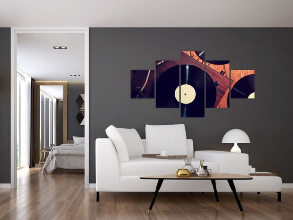 Obraz gramofonových desek (125x70 cm)