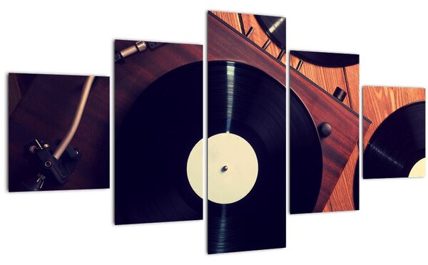 Obraz gramofonových desek (125x70 cm)