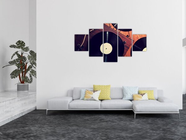 Obraz gramofonových desek (125x70 cm)