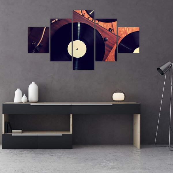 Obraz gramofonových desek (125x70 cm)