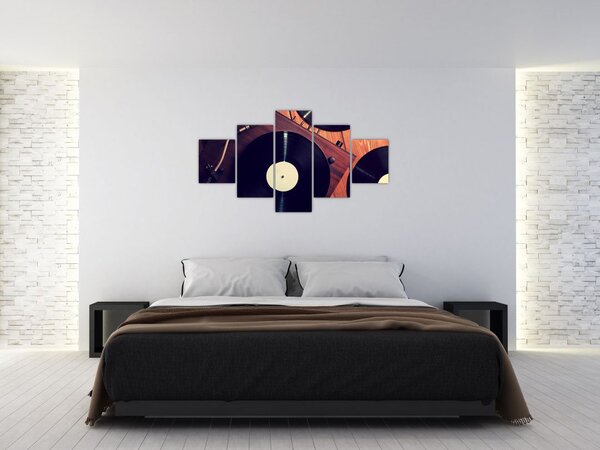 Obraz gramofonových desek (125x70 cm)