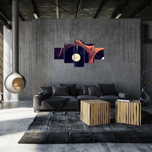 Obraz gramofonových desek (125x70 cm)