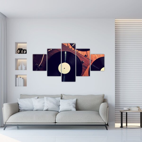 Obraz gramofonových desek (125x70 cm)