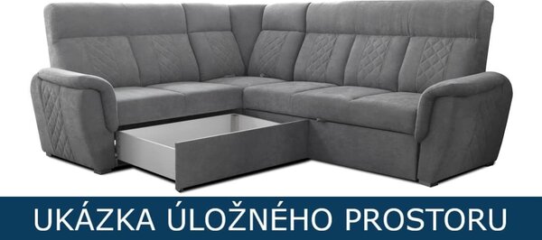 Rohová rozkládací sedací souprava Boston s úložným prostorem - světle šedá Varianta: Levá