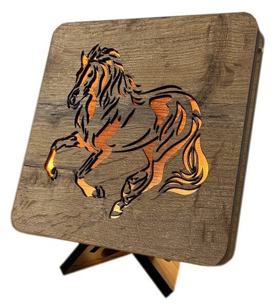 "Kůň" lampa 19x19cm provedení povrchu: dub
