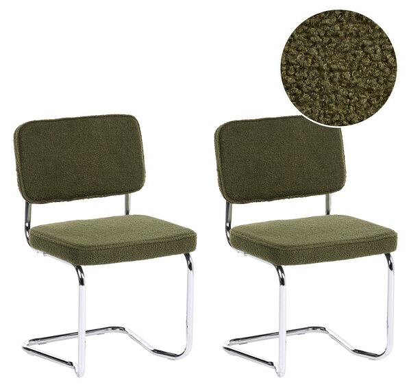 Sada 2 jídelních židlí IRWIN Buklé Olivově zelená