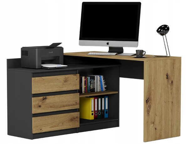 Rohový psací stůl a komoda set Framire 120x50 artisan mix antracit N-15