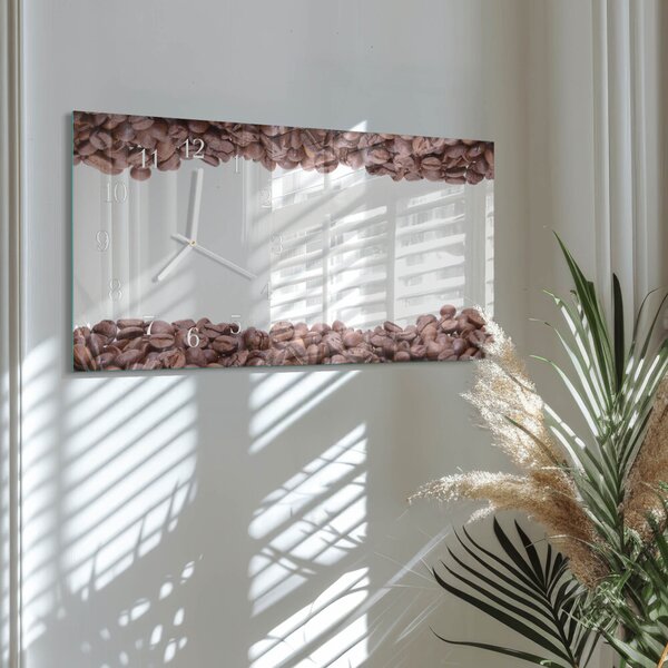 Skleněné hodiny horizontální Kávová zrna zsppb-60x30-00091673