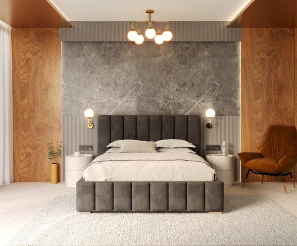 Čalouněná postel AUSTIN 90x200 cm Grafit Trinity s úložným prostorem kovový rošt