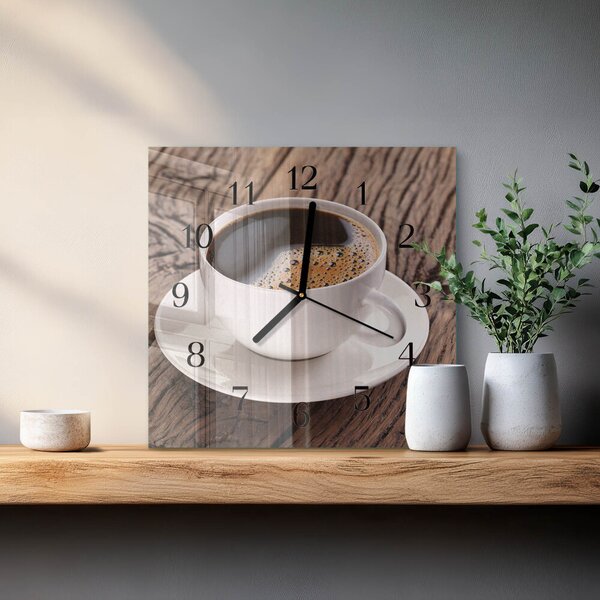 Skleněné hodiny na stěnu Káva zskc-30x30-00178952